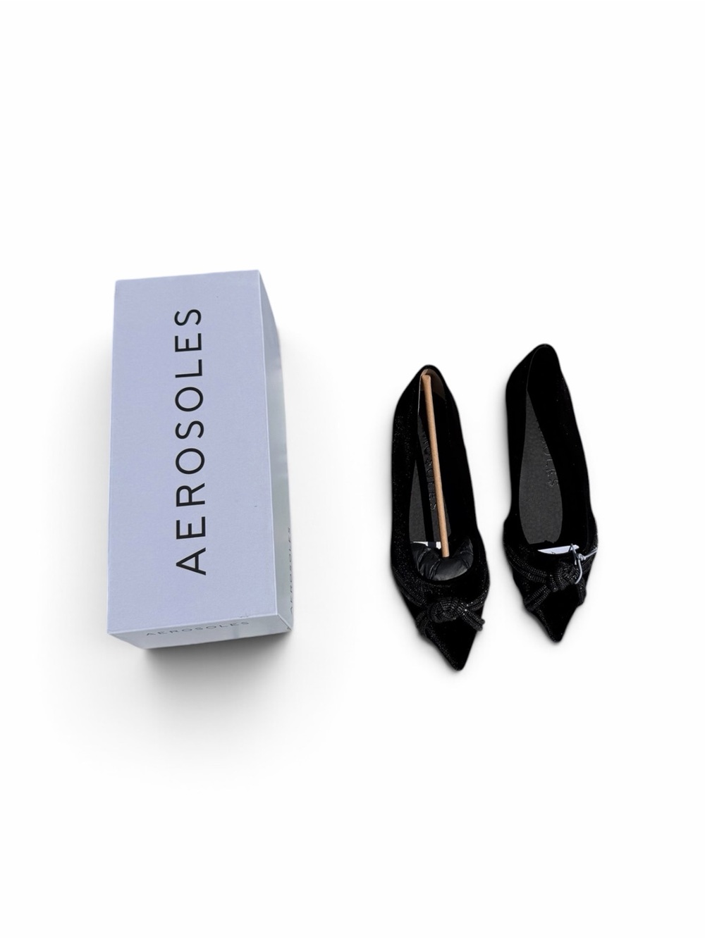 AEROSOLES Black Pointed Bow Flats